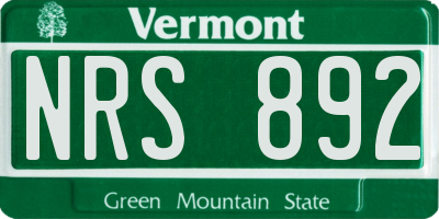 VT license plate NRS892