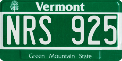VT license plate NRS925