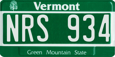 VT license plate NRS934