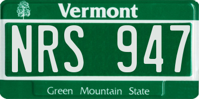 VT license plate NRS947