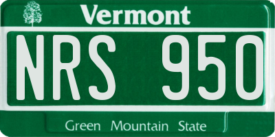VT license plate NRS950