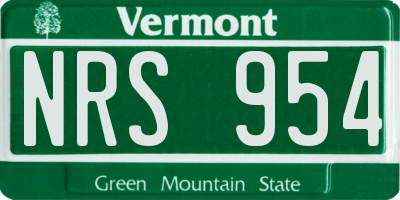VT license plate NRS954