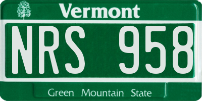 VT license plate NRS958