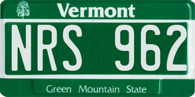 VT license plate NRS962
