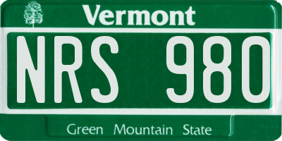 VT license plate NRS980