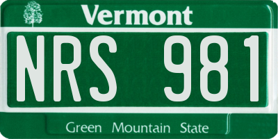 VT license plate NRS981