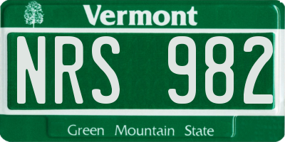 VT license plate NRS982