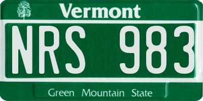 VT license plate NRS983
