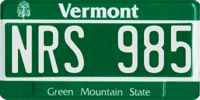 VT license plate NRS985