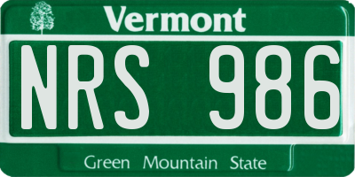 VT license plate NRS986