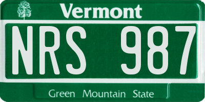 VT license plate NRS987