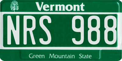 VT license plate NRS988
