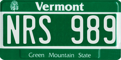 VT license plate NRS989