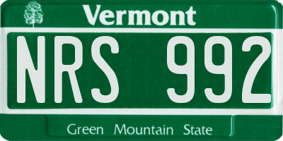 VT license plate NRS992