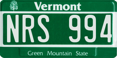 VT license plate NRS994