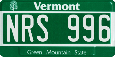 VT license plate NRS996