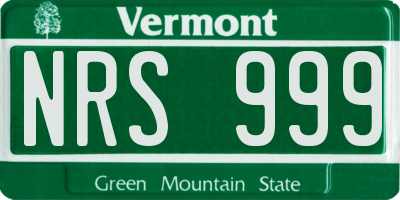 VT license plate NRS999
