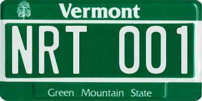VT license plate NRT001