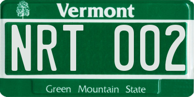 VT license plate NRT002