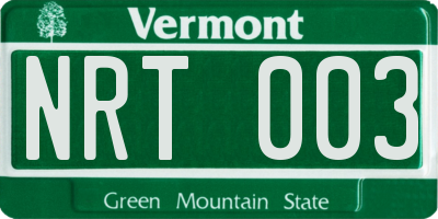 VT license plate NRT003