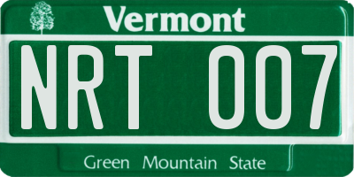 VT license plate NRT007