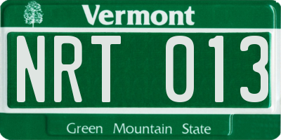 VT license plate NRT013