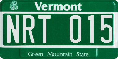 VT license plate NRT015