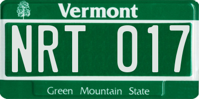 VT license plate NRT017