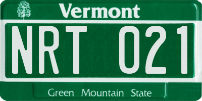 VT license plate NRT021