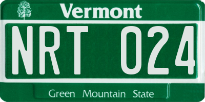 VT license plate NRT024