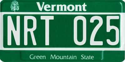 VT license plate NRT025