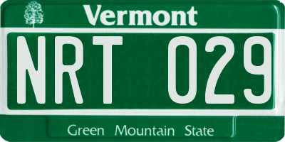 VT license plate NRT029