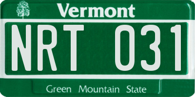 VT license plate NRT031