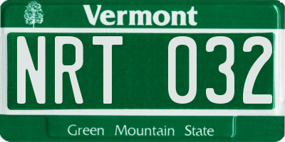 VT license plate NRT032