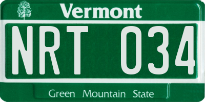VT license plate NRT034