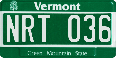 VT license plate NRT036