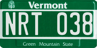 VT license plate NRT038
