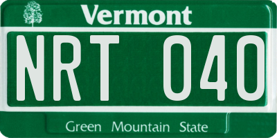 VT license plate NRT040