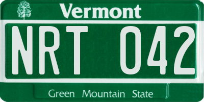 VT license plate NRT042