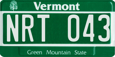 VT license plate NRT043