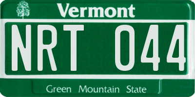 VT license plate NRT044