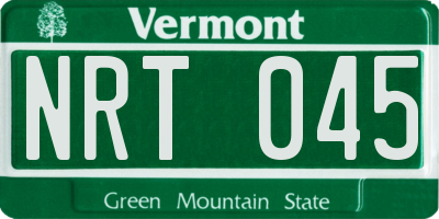 VT license plate NRT045