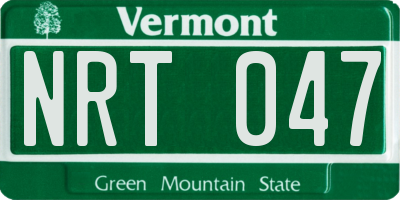 VT license plate NRT047