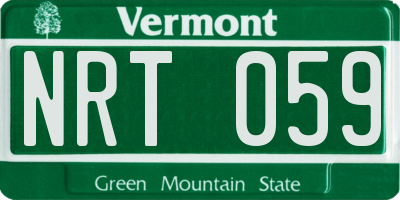 VT license plate NRT059