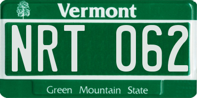 VT license plate NRT062