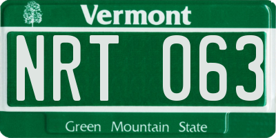 VT license plate NRT063