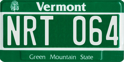 VT license plate NRT064