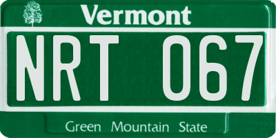 VT license plate NRT067