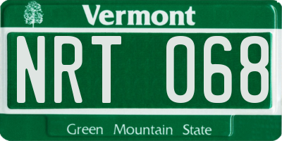 VT license plate NRT068