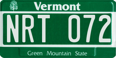 VT license plate NRT072